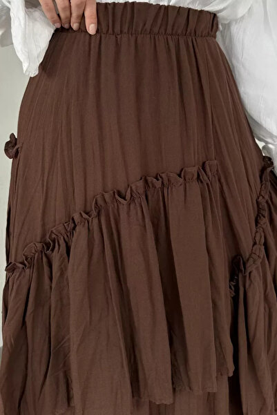 TOZLU Voile Hijab Skirt with Elastic Waist and Inner Lining