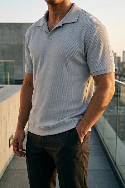 TOZLU Tricou pentru bărbați cu guler polo și model cu dungi