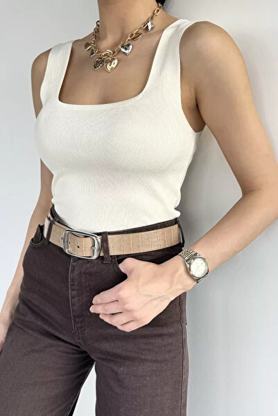 TOZLU Square Collar Strappy Lycra Women's Knitwear Blouse (Available in S, M, L)