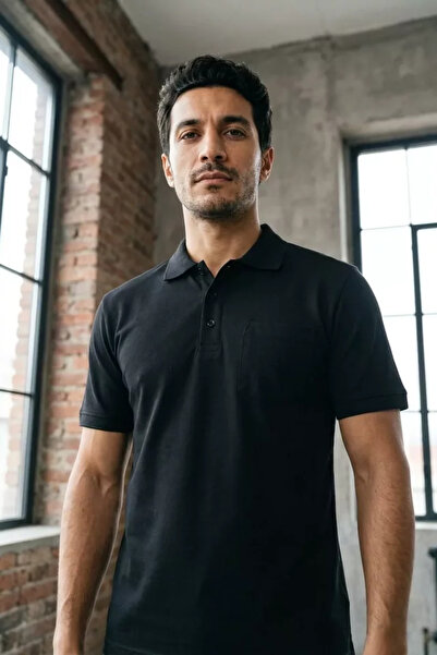 TOZLU Half Button Polo Collar Pocket Men's T-Shirt