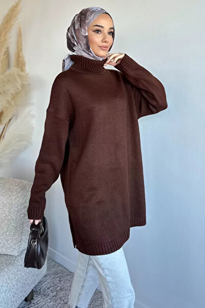 TOZLU Gülseli Turtleneck Slit Hijab Knitwear Tunic