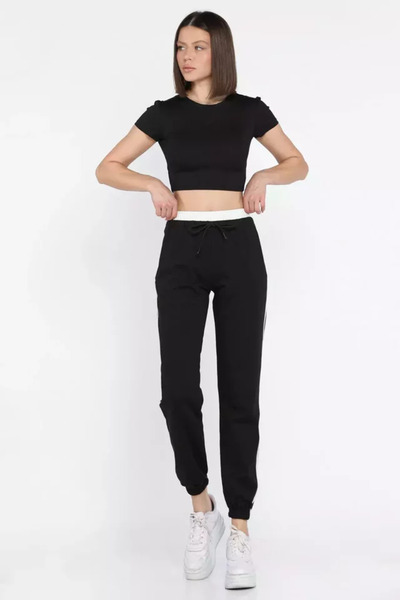 TOZLU Pantaloni de trening pentru femei cu bandă laterală și elastic la talie...