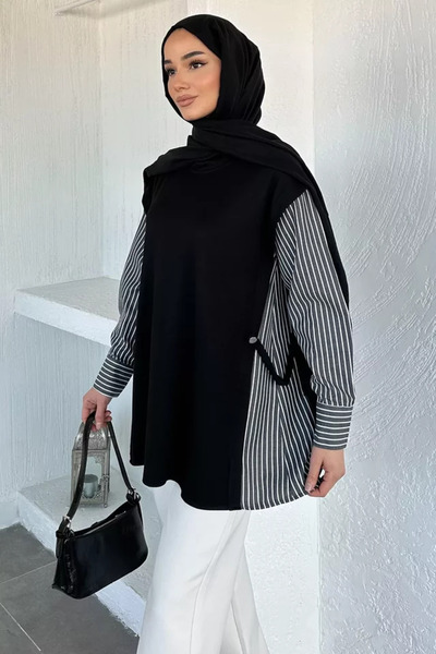 TOZLU Crew Neck Garnished Hijab Tunic