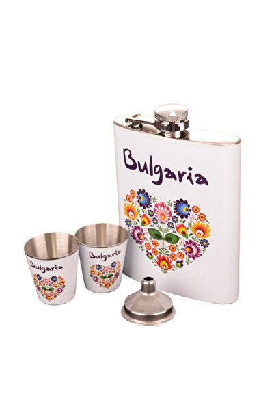 Generic Brand Set alcool Inimă bulgară, 4 părți, metal/ piele ecologică