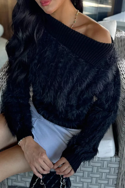 TOZLU Bearded Knitwear Sweater with Collar Detail