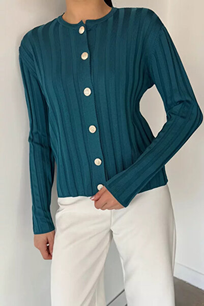 TOZLU Women's Button Detailed Knitwear Cardigan (Fits M-L-Xl)