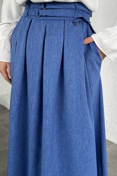 TOZLU Double Belted Pleated Hijab Skirt