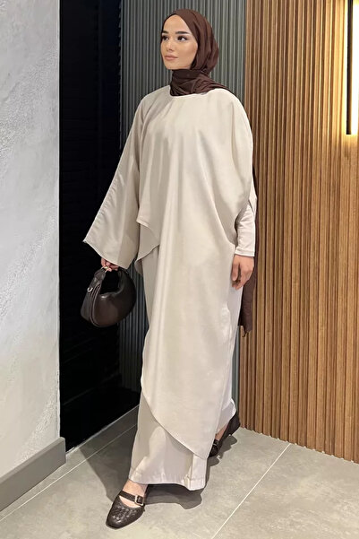 TOZLU Elastic Waist Trousers Special Design Poncho Blouse Islamic Clothing Tw...