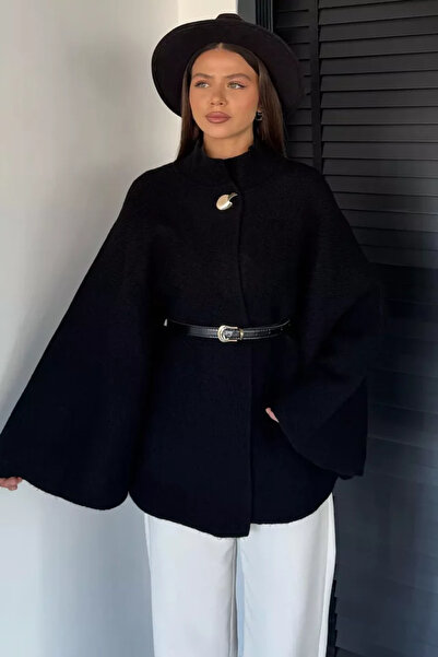 TOZLU Gülseli Belted Knitwear Poncho