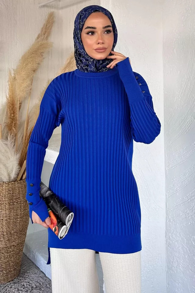 TOZLU Gülseli Tunica tricotată cu guler rotund, stil Hijab