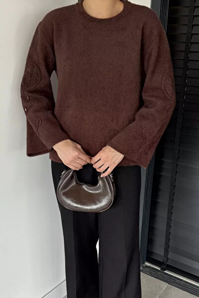TOZLU Pulover de damă cu mâneci brodate și decolteu tip crew (potrivit pentru...