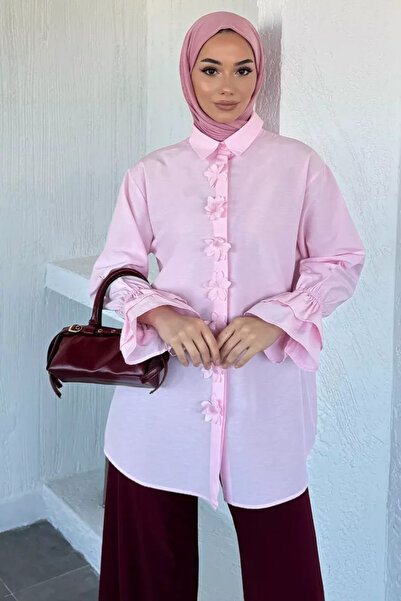 TOZLU Women's Waist-Tie Hijab Shirt