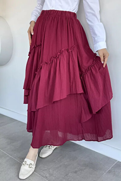 TOZLU Voile Hijab Skirt with Elastic Waist and Inner Lining