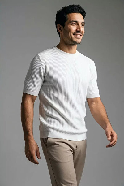 TOZLU Tricou pentru bărbați, cu gât crew, cu model, din tricotaj