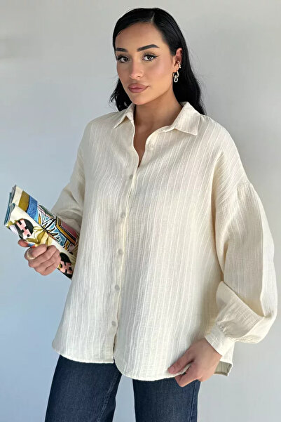 TOZLU Women's Patterned Oversize Shirt