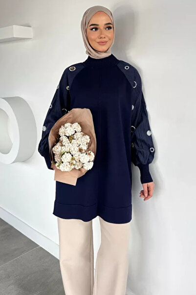TOZLU Gülseli Stone Detailed Sleeve Hijab Tunic