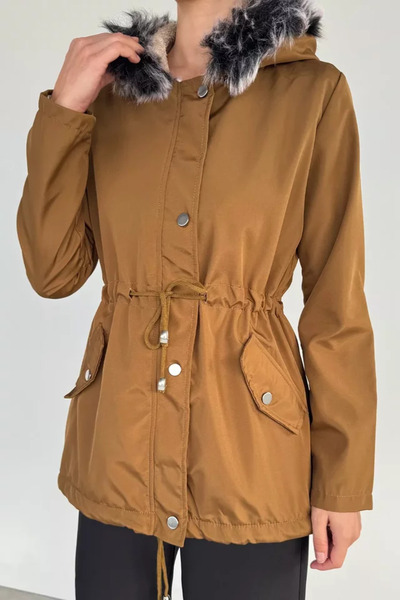 TOZLU Women's Hooded Plush Coat