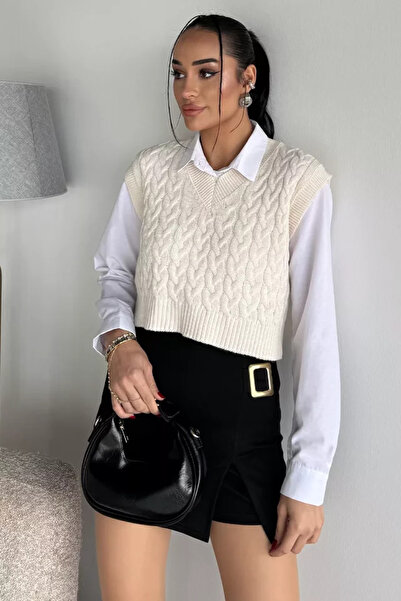 TOZLU V-Neck Women's Knitwear Sweater