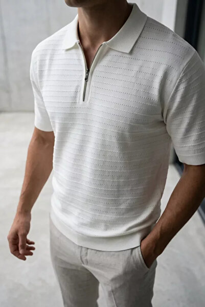 TOZLU Men's Zippered Knitwear T-Shirt