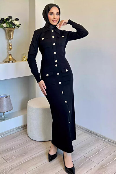 TOZLU Button Detailed Cardigan Skirt Hijab Knitwear Two-Piece Set (Available ...