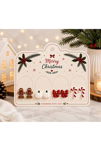 Miyamila Women's New Year Earring Set 4 Pairs – Handmade Christmas Themed Ear...