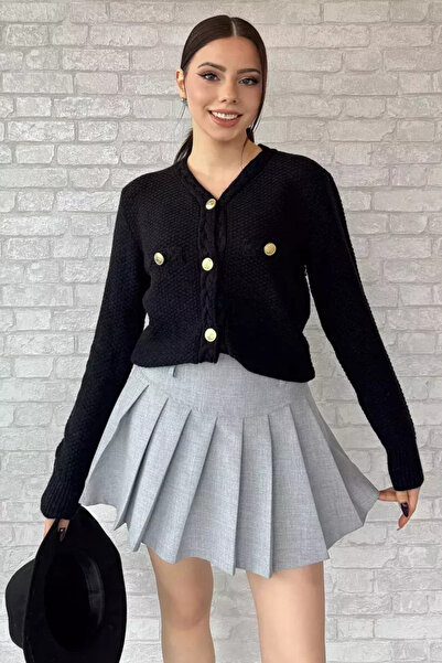 TOZLU Women's Knitted Patterned Knitwear Cardigan