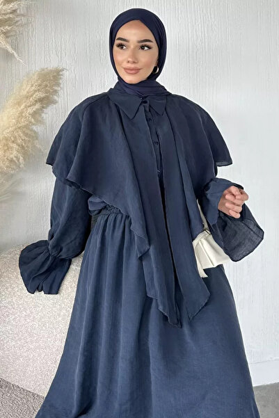 TOZLU Lined Cape Blouse Skirt Hijab Double Set