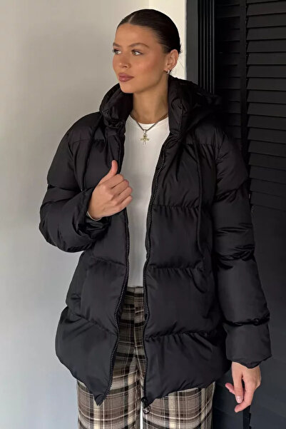 TOZLU Women's Hooded Inner Lined Puffer Coat