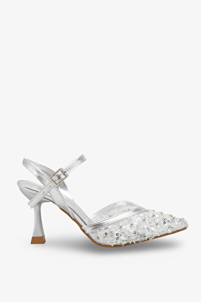 İNNABUTİKK Faesta Women's Stone Evening Dress Shoes - Silver