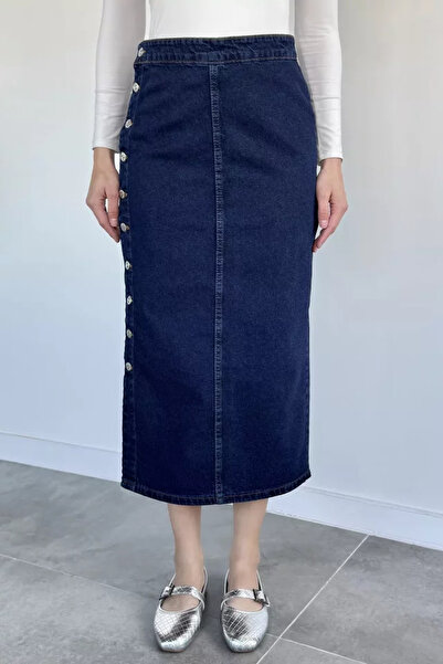 TOZLU Fusta din denim cu detalii cu nasturi