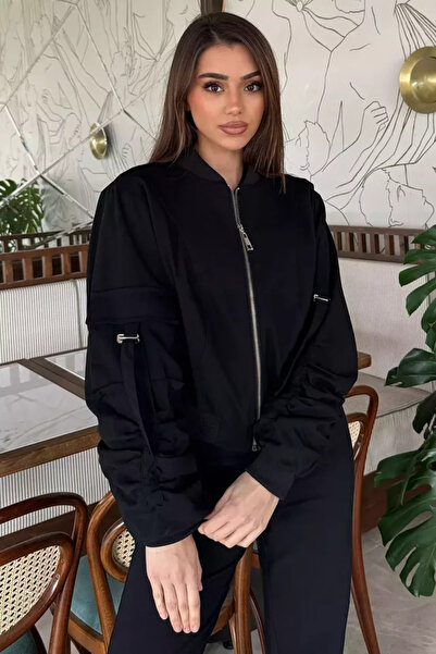 TOZLU Lined Women's Jacket with Sleeve Detail