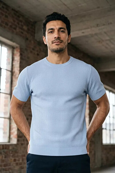 TOZLU Tricou pentru bărbați, cu decolteu tip crew, cu model, din tricotaj