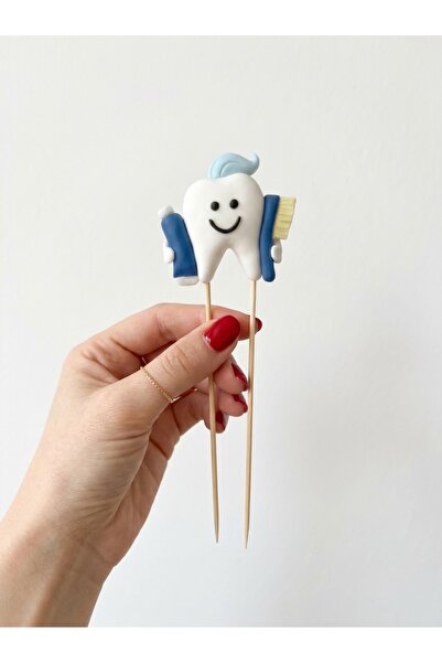 Ca.Gi Handmade My First Tooth Cake Topper, Tooth Wheat Party Cake Decoration ...