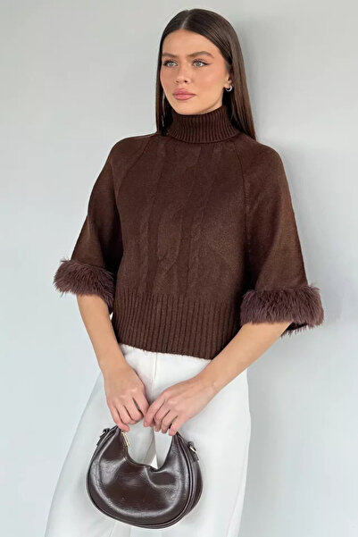 TOZLU Gülseli Women's Turtleneck Sweater with Plush Detail