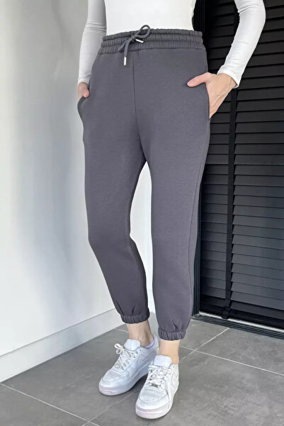 TOZLU Women's Elastic Cuffed Three-Thread Sweatpants