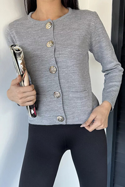 TOZLU Gülseli Women's Button Detailed Knitwear Jacket