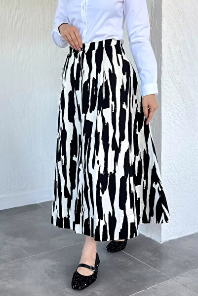 TOZLU Double Pocket Patterned Hijab Skirt