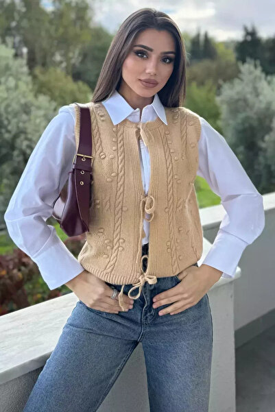 TOZLU Vestă tricotată cu model, cu legături, pentru femei