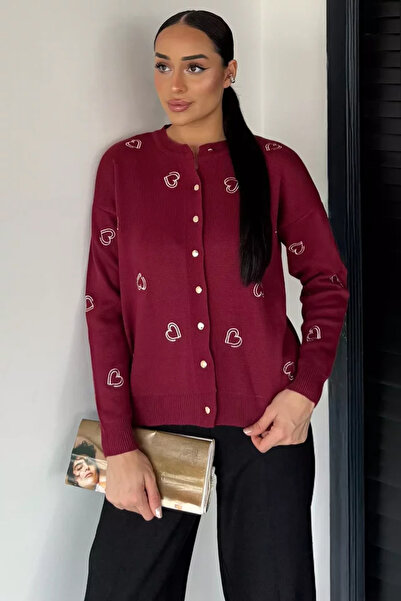 TOZLU Heart Embroidered Women's Knitwear Cardigan (Available in S-M-L)