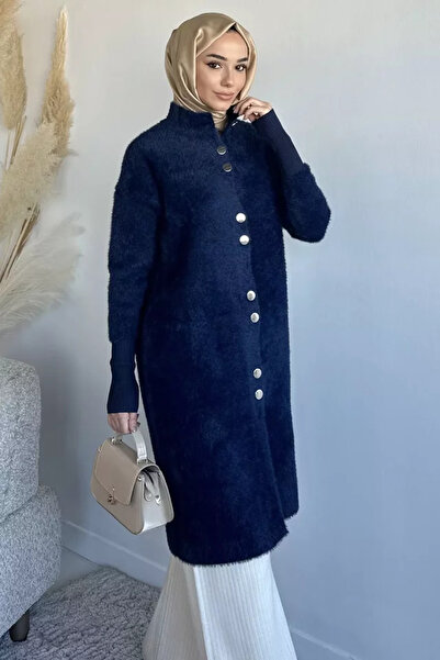TOZLU Gold Buttoned Hijab Soft Knitwear Cardigan