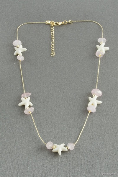 ZERO LAND Spt-Gld Starfish Broken Natural Stone (184448) Pendant Pink