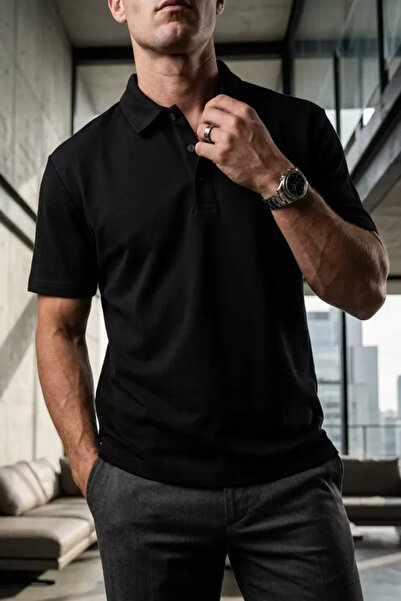 TOZLU Men's Polo Neck Pique T-Shirt