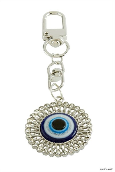 ZERO LAND Spt-Gld Evil Eye Stone Keychain (183236) Silver Color