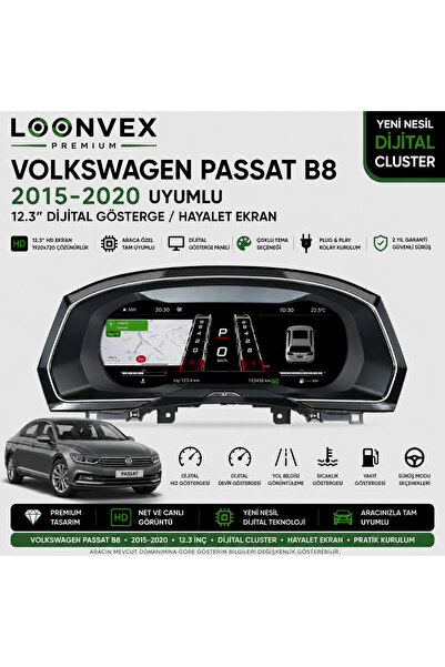 LOONVEX Premium Volkswagen Passat B8 2015-2020 12.3” Dijital Gösterge – Hayal...
