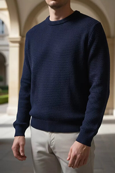 TOZLU Pulover tricotat pentru bărbați, cu gât tip crewneck