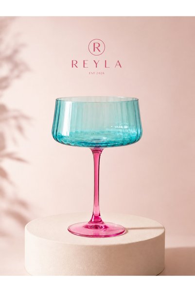 R-EYLA R'Eyla Lol Bohemia Crystal 220 Cc Oven Painted Cup Goblet Blue Fuchsia – Set of 2