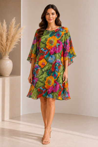 Moda Italy 100% silk dress with Printed
