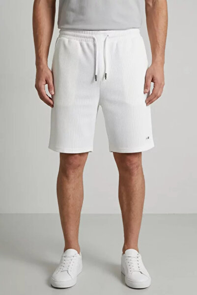 TOZLU Men's Self-Line Patterned Shorts with Elastic Waistband