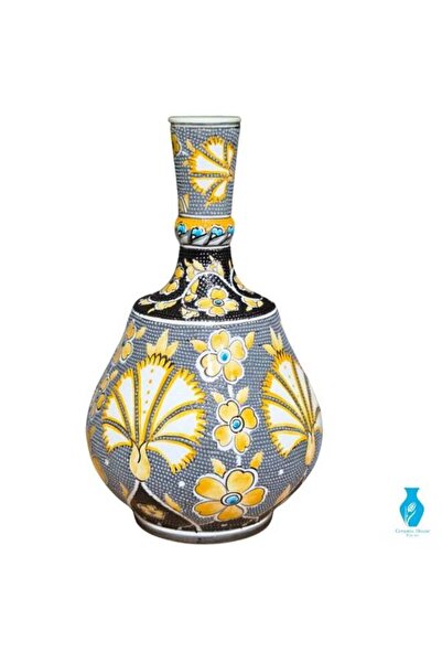 Generic Brand Handcrafted Decorative Vase for Flowers, 25 cm, Detailed Floral...