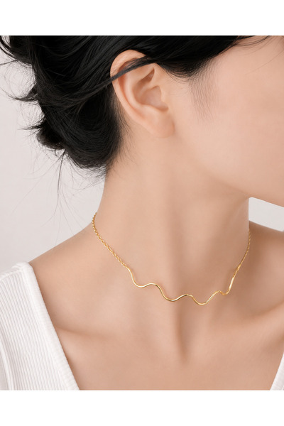 Mega Bazaar Women's Zigzag Patterned Chain Necklace